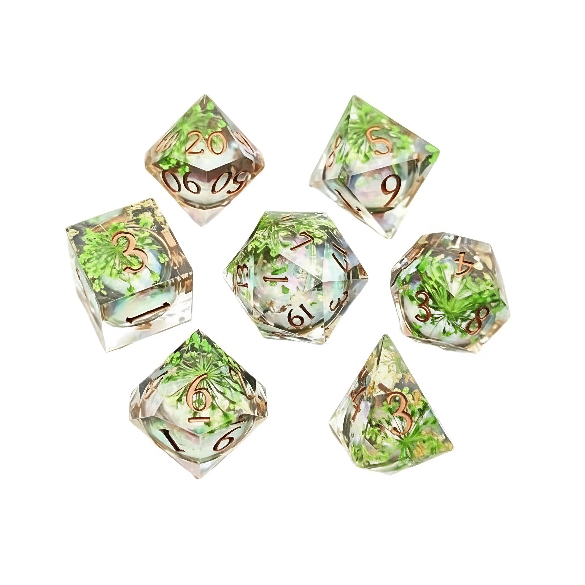 Flourishing Nature – Clear Sight D&D Dice Set