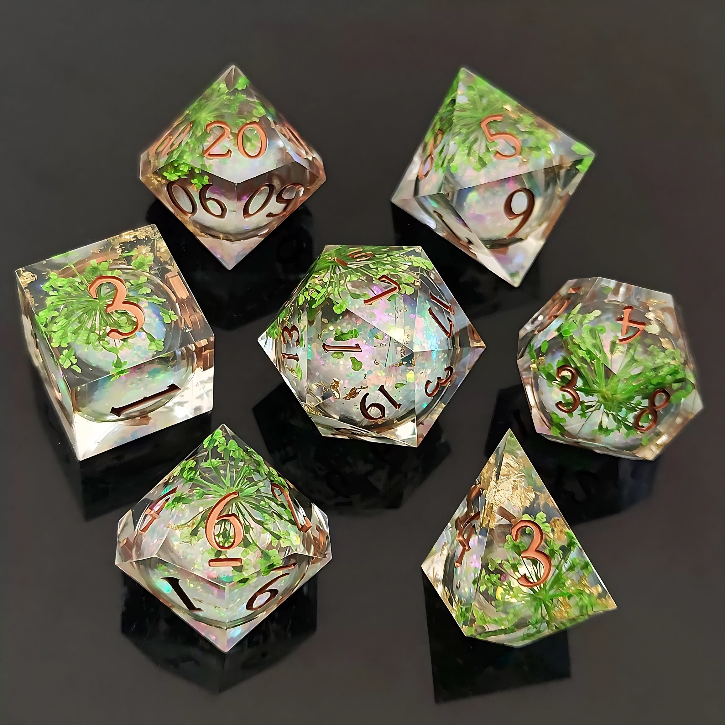 Flourishing Nature – Clear Sight D&D Dice Set
